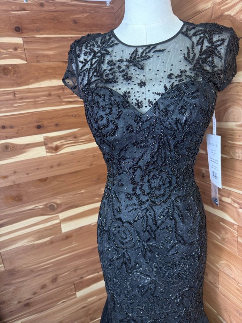 Sherri Hill Black Mermaid Gown NWT Black Tie Pageant Red Carpet Size 2 - Picture 5 of 13
